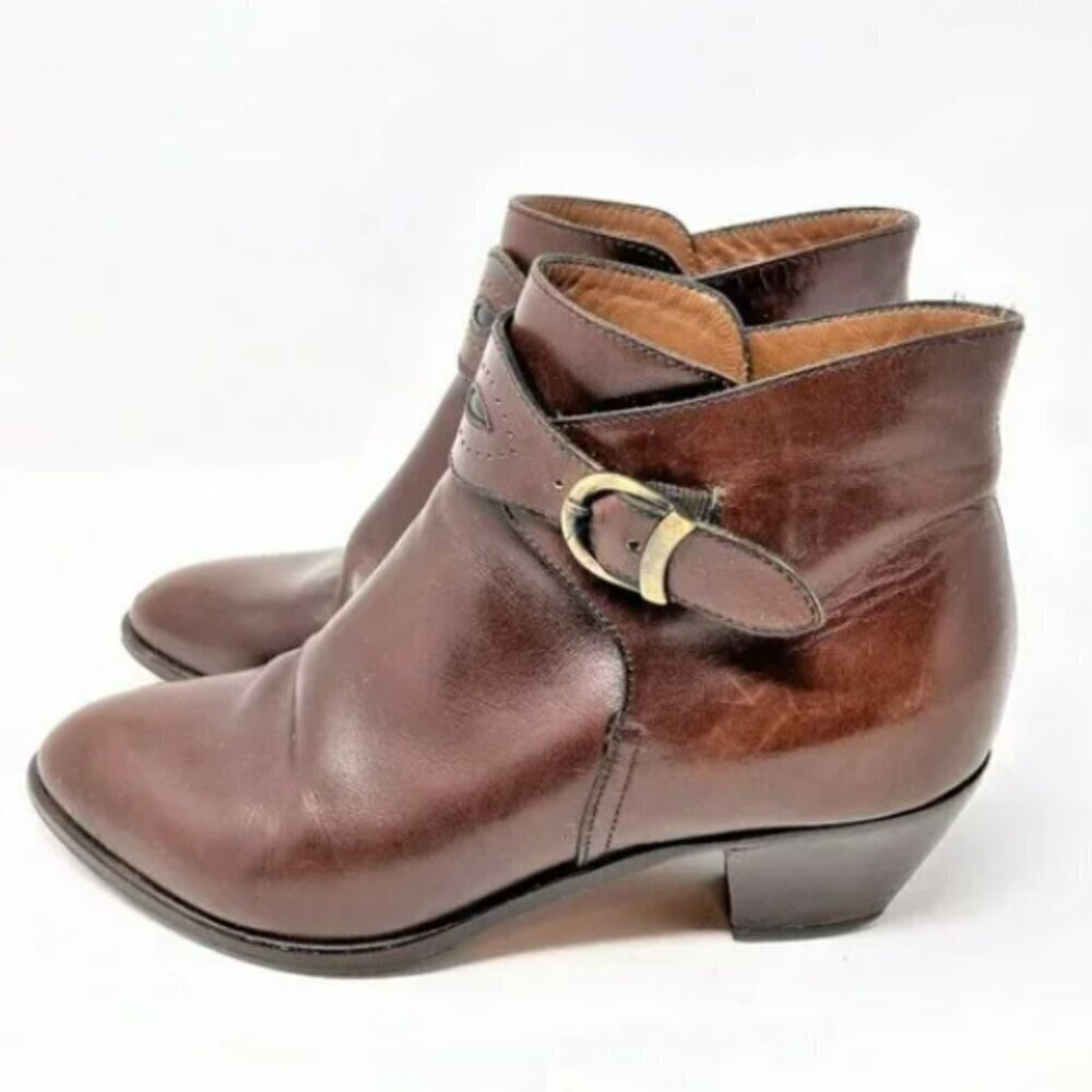 Russell & Bromley Burnished Brown Italian Leather Ankle Strap Boots - Size 6.5 - Picture 2 of 6
